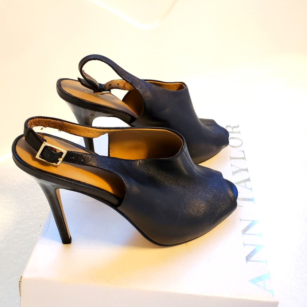Ann Taylor OE Tess Peep toe sling back high heels. Size 7.5 Color Black